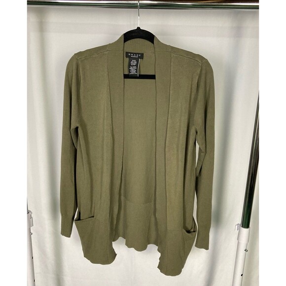 Grace The Perfect Fit Medium Olive Green Cardigan Knit Lightweight Open Pockets - Picture 1 of 7